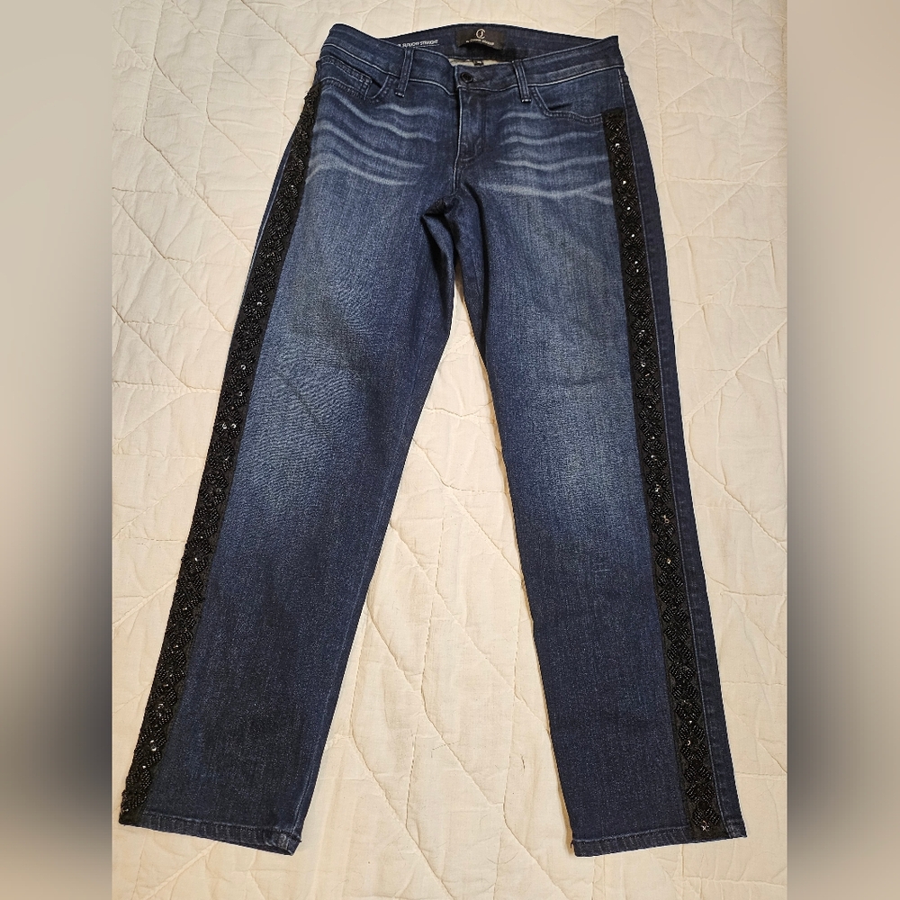 CJ by Cookie Johnson -Pearl Slouchy - Sequined Tuxedo Stripe Leg - Size 26 - Picture 2 of 12